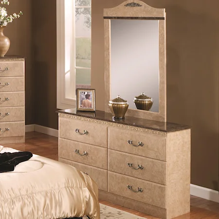6 Drawer Dresser & Rectangular Mirror